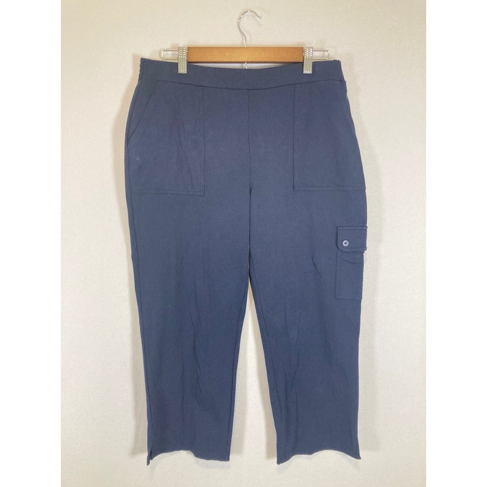 Casual Utility Susan Graver Weekend Womens Medium Navy Blue‎ Cargo Cropped Pants